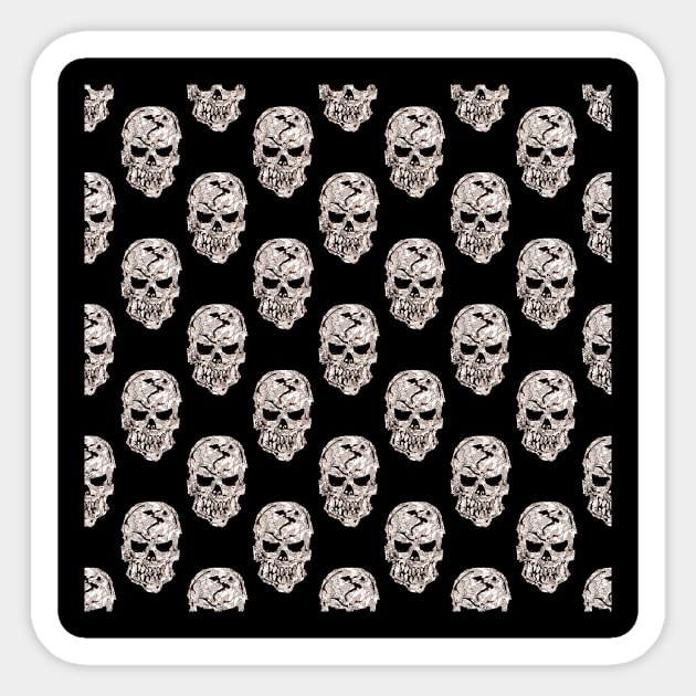 Black and White Skulls Pattern Sticker by ZeichenbloQ